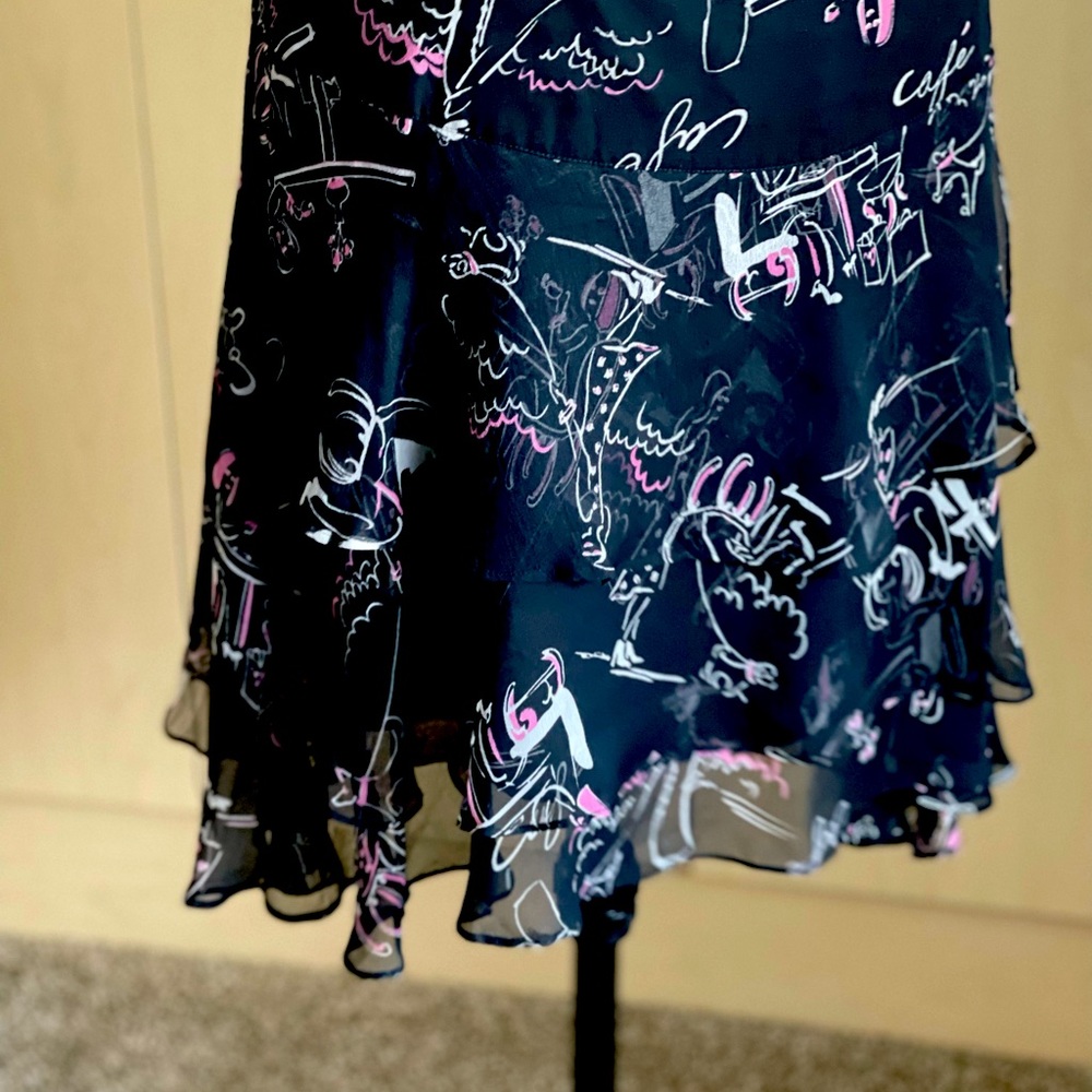 ICE Asymmetrical Hem Triple Layered Shear Silk Mini Skirt 8